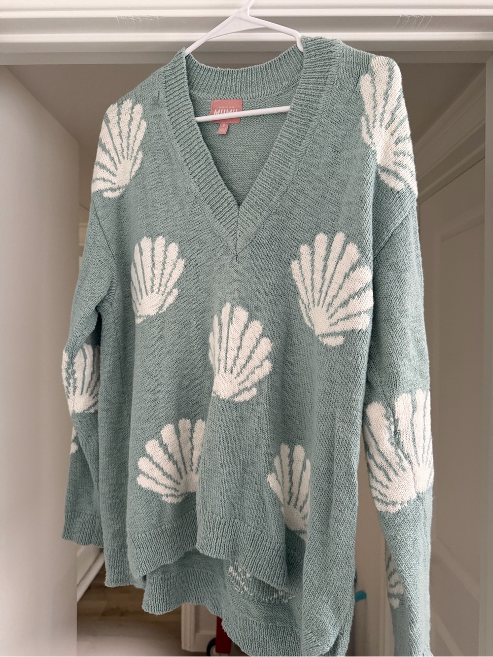 Show Me Your MuMu Seafoam Shell V-Neck Sweater